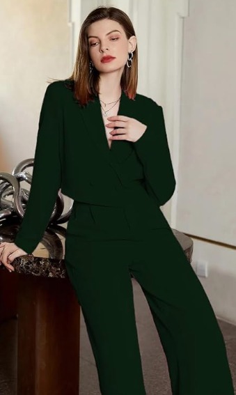 kotty women's solid relaxed fit full sleeve co ord blazer and trouser set. kotty women's solid relaxed fit full sleeve co ord blazer and trouser set.